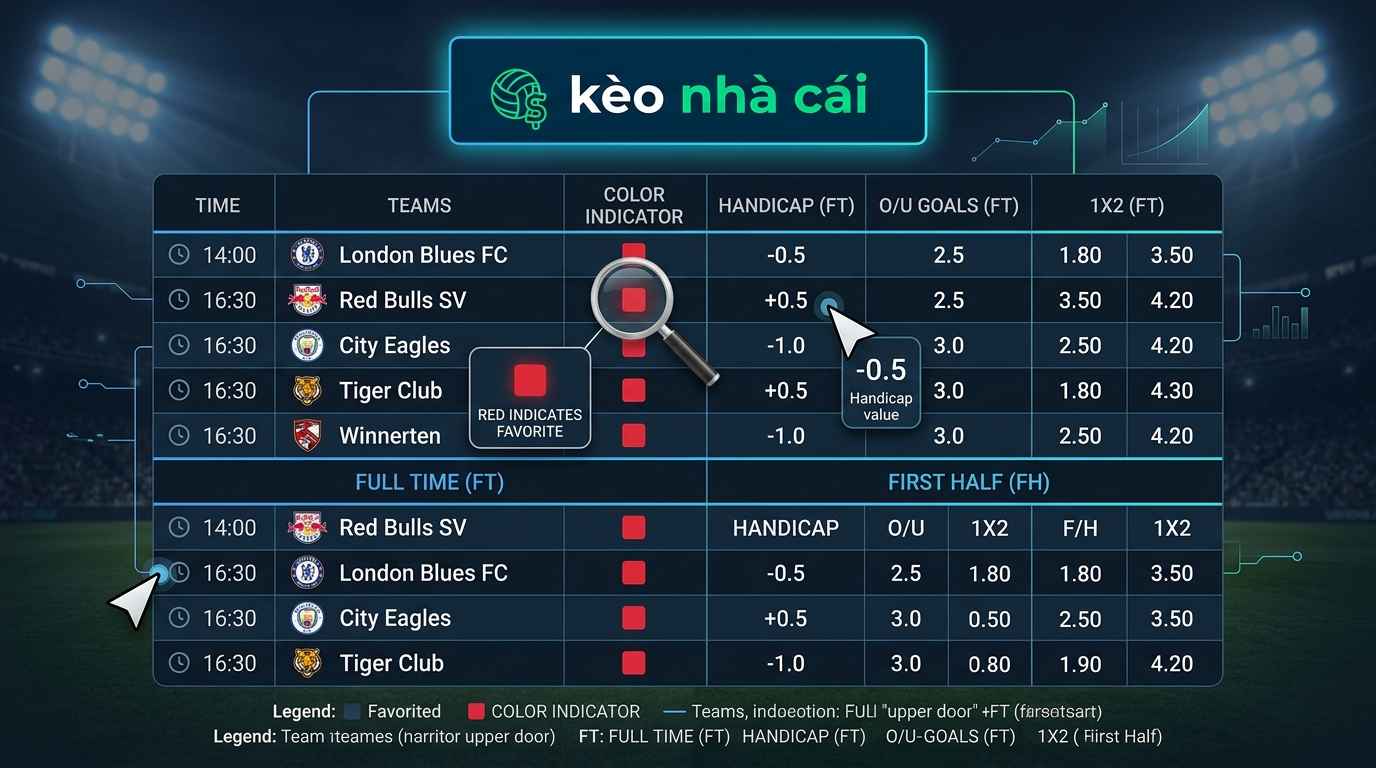 Hướng dẫn đọc bảng tỷ lệ kèo